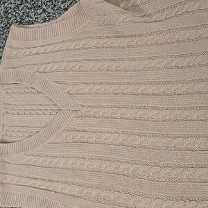 Very Cute Cable Knit Sleeveless Sweater - Creamy Tan